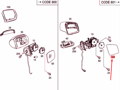 NEW MERCEDES-BENZ ML W164 FRONT RIGHT DOOR MIRROR GLASS LHD A1648100819 ORIGINAL