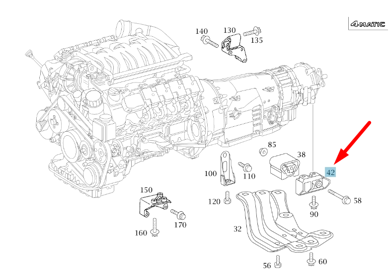 NEW MERCEDES-BENZ S W220 REAR RIGHT ENGINE MOUNT A2202421101 ORIGINAL