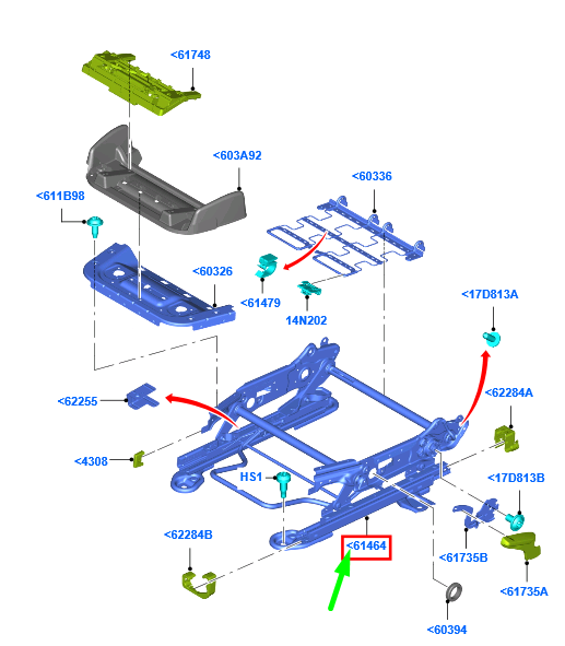 new ford focus mk3 c346 front right seat track assy rhd 2331479 original