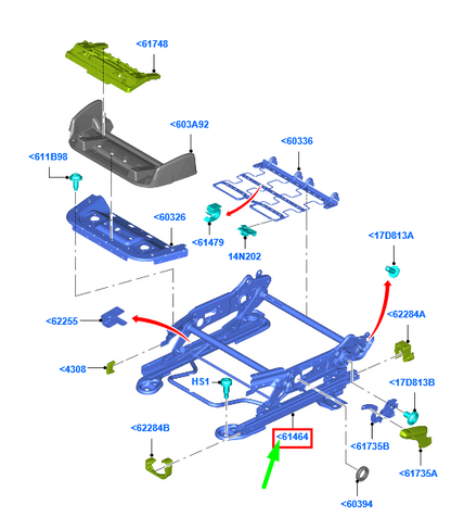 new ford focus mk3 c346 front right seat track assy rhd 2331479 original