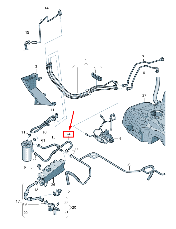 NEW AUDI A3 SPORTBACK 8P FUEL HOSE 1K0130307CE ORIGINAL