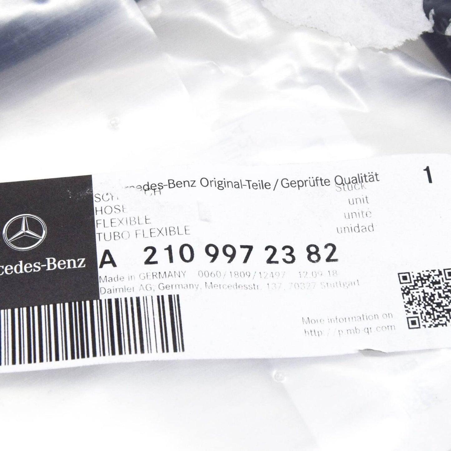 NEW MERCEDES BENZ E W210 POWER STEERING RETURN HOSE A2109972382 ORIGINAL