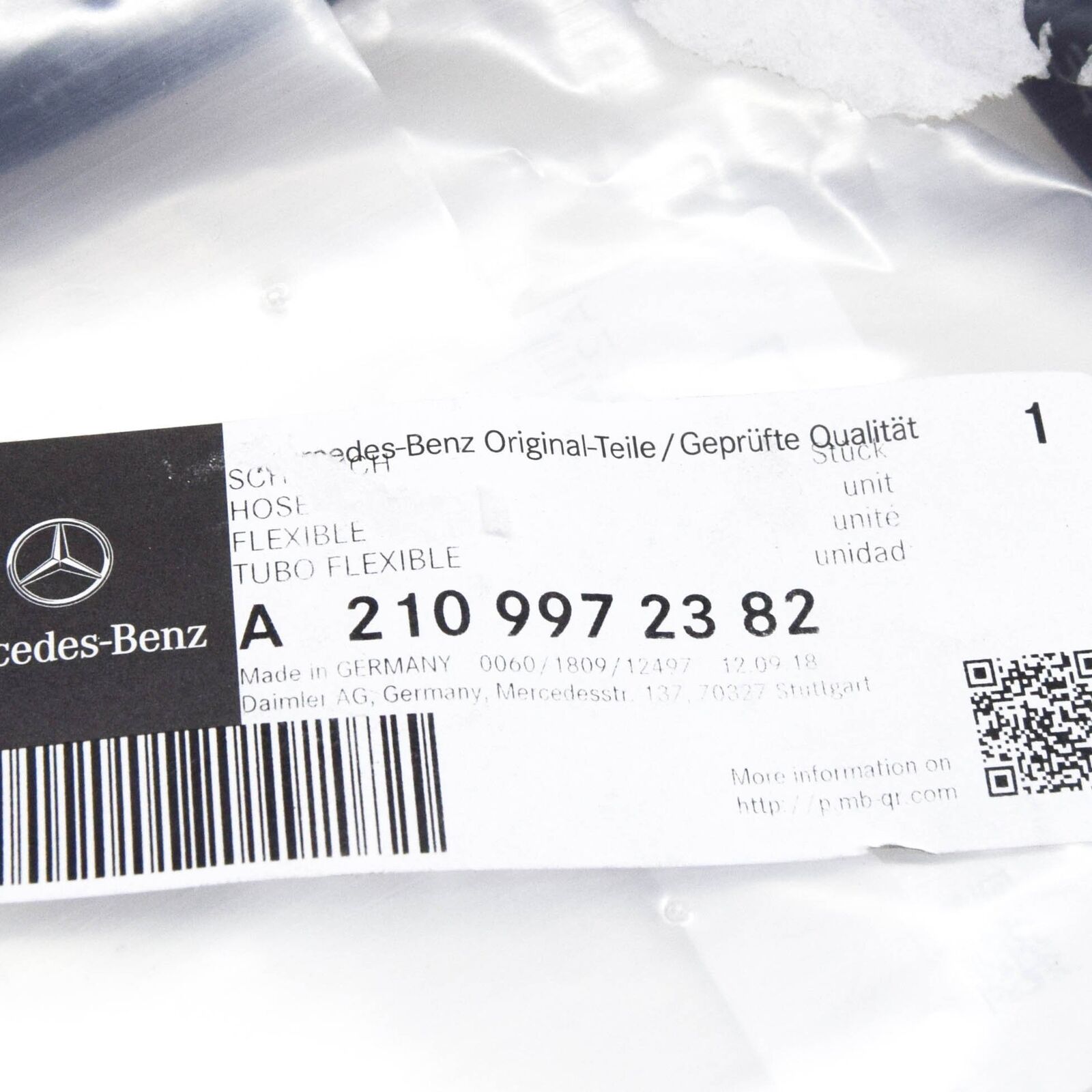 NEW MERCEDES BENZ E W210 POWER STEERING RETURN HOSE A2109972382 ORIGINAL