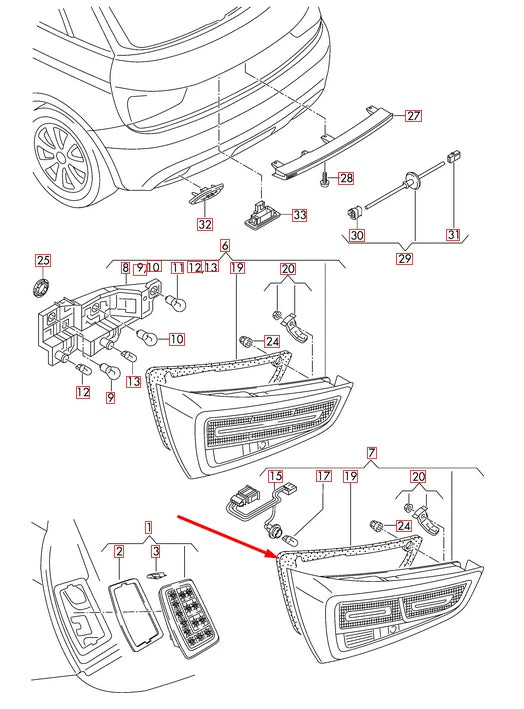 NEW AUDI A1 8X RIGHT TAILLIGHT GASKET SEAL 8X0945192A 2012 ORIGINAL