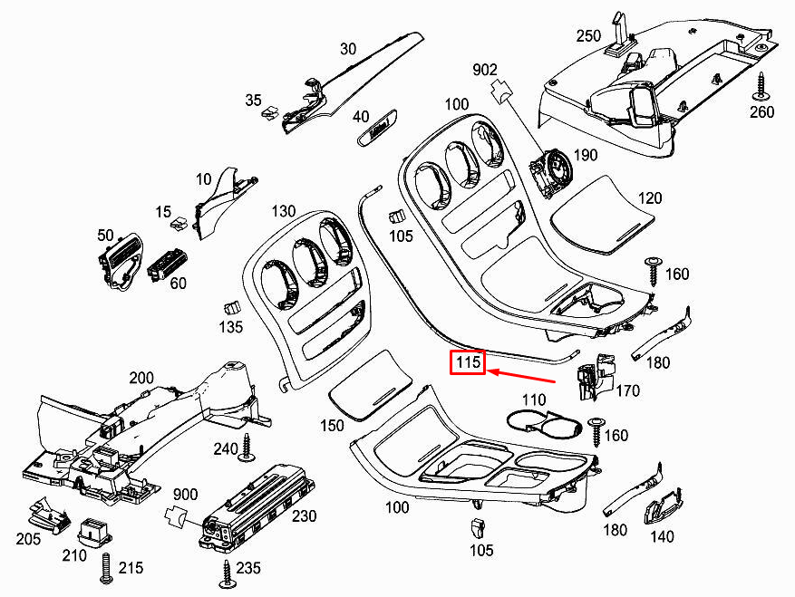 NEW MERCEDES-BENZ GLC X253 RH CENTER CONSOLE OPTICAL FIBER A2058254810 ORIGINAL