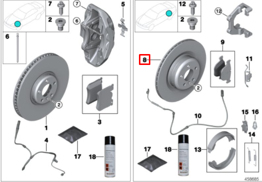 new bmw x5 f85 m rear right brake disc vented 385 x 24 mm 34212284904 original