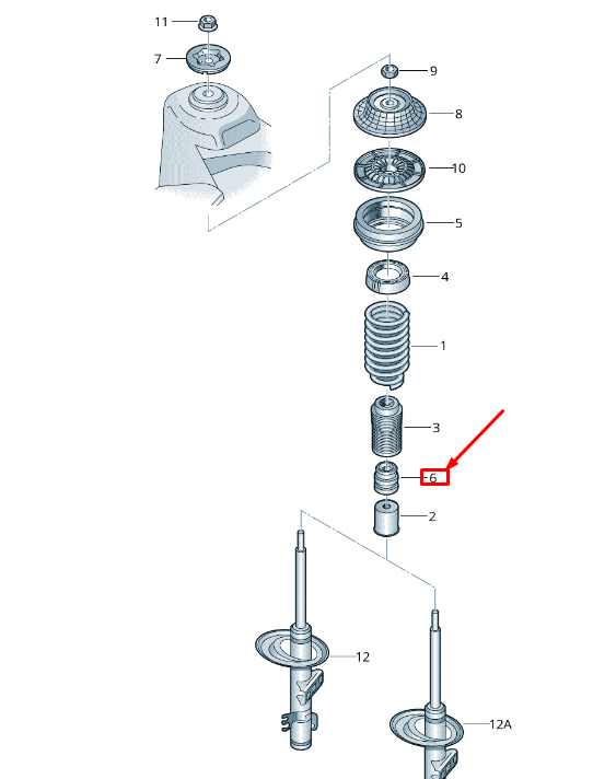 new vw transporter vi t6 front shock absorber rubber stop 7h0412303c original