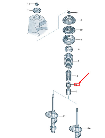 new vw transporter vi t6 front shock absorber rubber stop 7h0412303c original