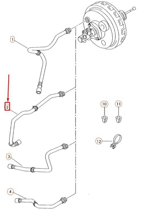 NEW VW TRANSPORTER T5 BRAKE SERVO VACUUM PIPE LHD 7H1611931AC