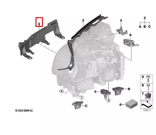 NEW BMW 5 G30 FRONT LEFT HEADLIGHT BRACKET MOUNT 63119879643 9879643 ORIGINAL