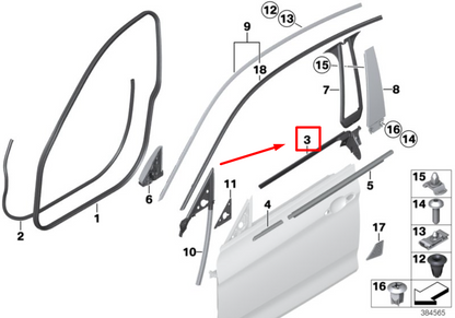 new bmw 4 f36 front left door inside channel sealing 51357310211 7310211