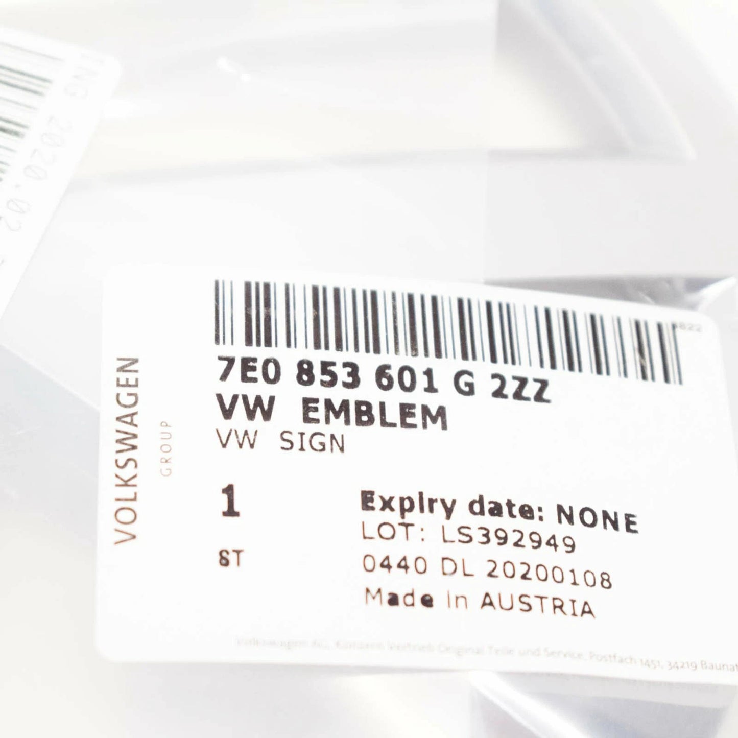 NEW VOLKSWAGEN TRANSPORTER T5 BONNET BADGE EMBLEM 7E0853601G2ZZ
