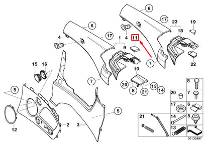 NEW BMW 3 E46 REAR RIGHT INTERIOR TRIM COVER RHD 7022386 51717022386 ORIGINAL
