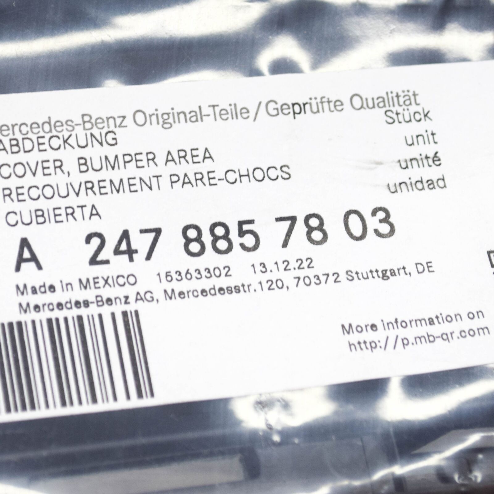 NEW MB GLB X247 FRONT BUMPER LOWER RIGHT SIDE GRILLR COVER A2478857803 ORIGINAL