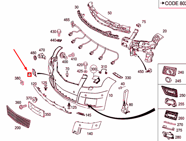new mercedes-benz glk x204 front tow hook eye cover a20488514249999 original