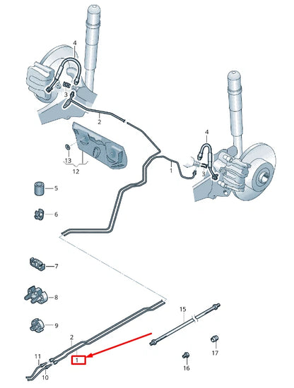 NEW AUDI Q3 F3 BRAKE LINE FROM CONNECT PIECE TO BRAKE HOSE 5QF614741AA
