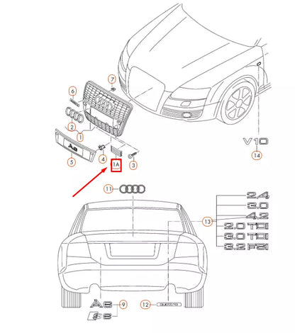 NEW AUDI A6 C6 RADIATOR GRILLE COVER 4F0853631FY9B