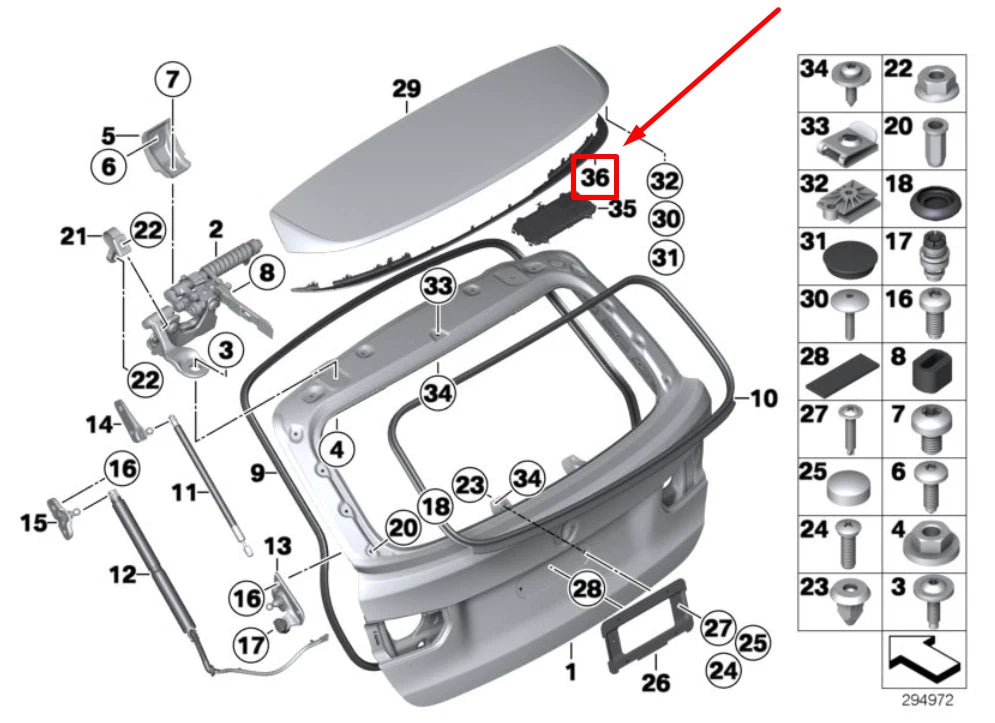 NEW BMW 3 TOURING F31 REAR SPOILER COVER 51627288446 7288446 ORIGINAL