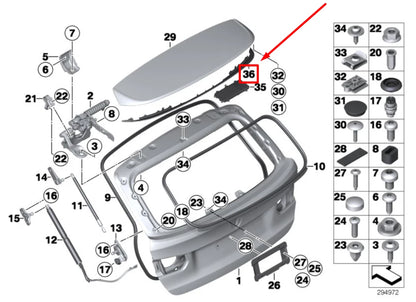 NEW BMW 3 TOURING F31 REAR SPOILER COVER 51627288446 7288446 ORIGINAL