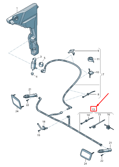NEW AUDI A8 4N FRONT HEADLIGHT WASHER HOSE 4N0955970C ORIGINAL