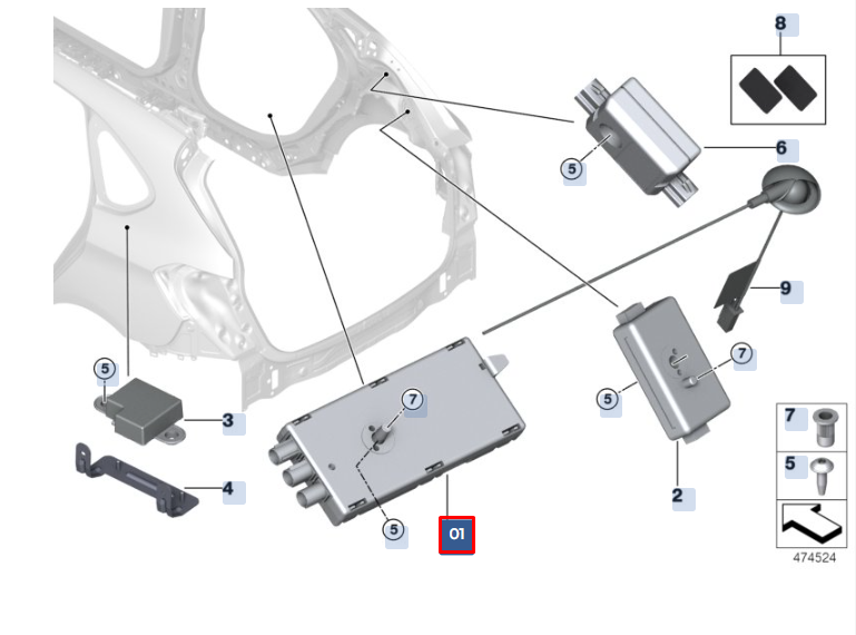 new bmw x1 f48 am fm antenna amplifier 65209352603 9352603 original