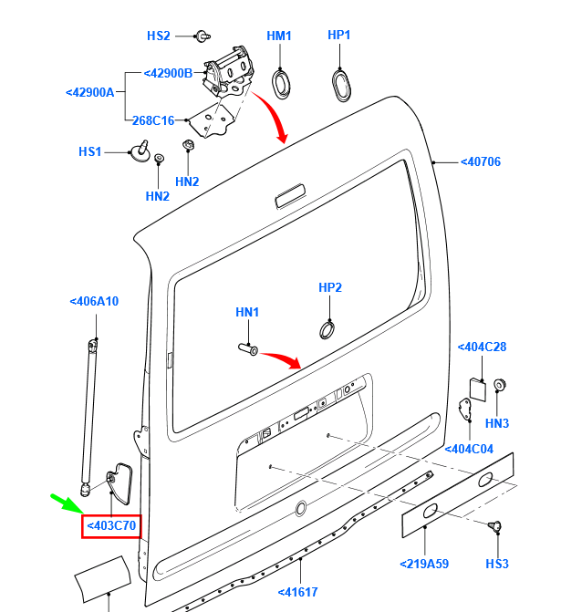 new ford transit connect mk1 rear back door right reinforcement 4418090 original