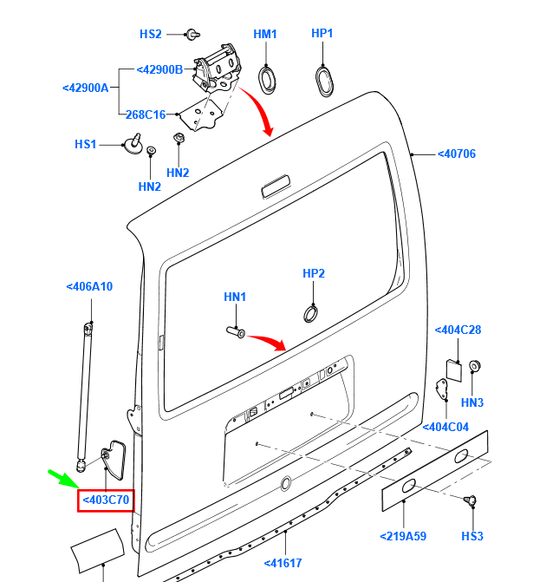 new ford transit connect mk1 rear back door right reinforcement 4418090 original