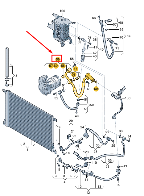 new audi a8 d5 a/c refrigerant line 4n0816743h original