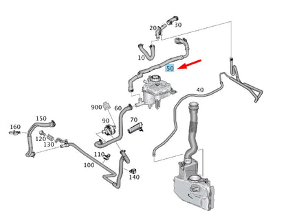 NEW MB GL X166 HEAT EXCHANGER TO EXPANSION TANK HOSE LHD A1668300696