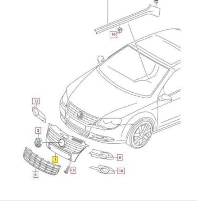 NEW VW EOS 1F7 FRONT BUMPER RADIATOR GRILLE 1Q0853641BYAG ORIGINAL