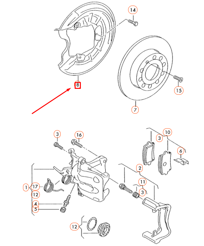NEW VOLKSWAGEN BEETLE A5 REAR RIGHT BRAKE DISC COVER PLATE 5C0615612A ORIGINAL