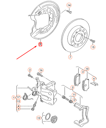 NEW VOLKSWAGEN BEETLE A5 REAR RIGHT BRAKE DISC COVER PLATE 5C0615612A ORIGINAL