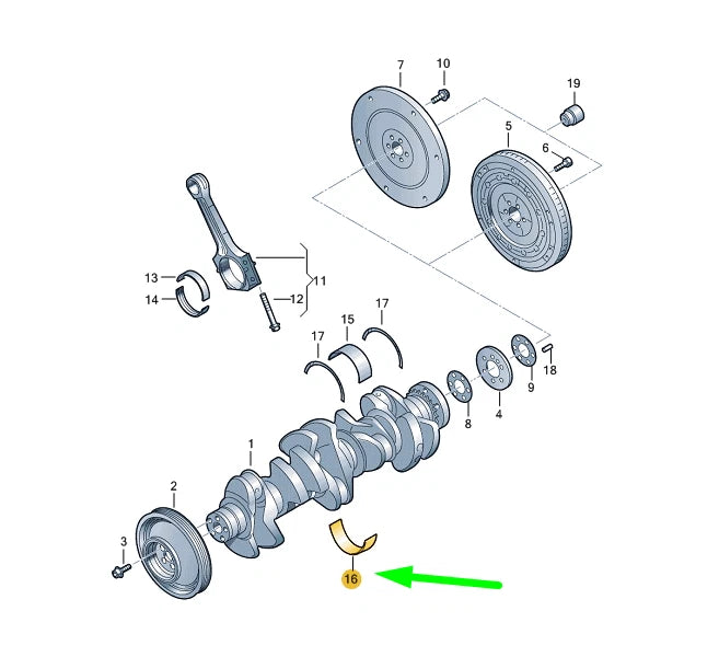 NEW AUDI A3 8YCRANKSHAFT BEARING LOWER SHELL 07K105591JBLA ORIGINAL