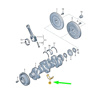 NEW AUDI A3 8YCRANKSHAFT BEARING LOWER SHELL 07K105591JBLA ORIGINAL