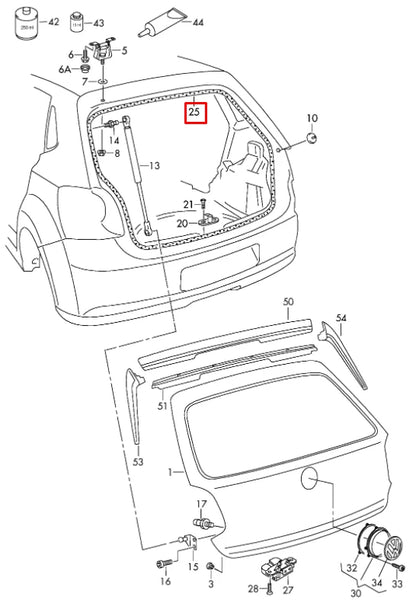 NEW VOLKSWAGEN POLO 6R TAILGATE BOOTLID SEAL RUBBER 6R6827705C ORIGINAL