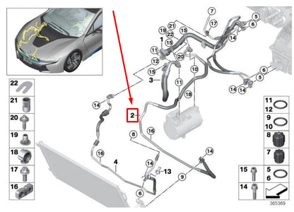 NEW BMW I8 I12 COOLANT LINE PRESSURE HOSE 64509353263 9353263 ORIGINAL