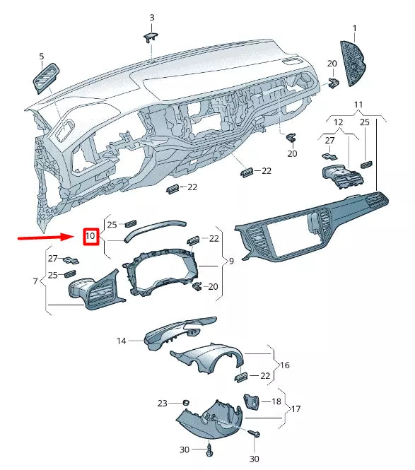 NEW VOLKSWAGEN T-ROC A11 COMBI-INSTRUMENT TRIM 2GA8572413KA