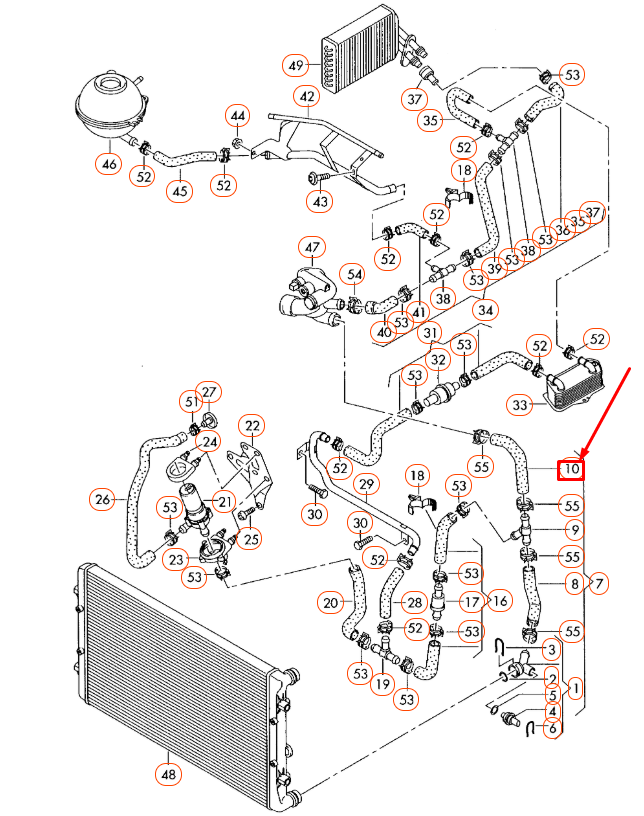 NEW AUDI A3 8P ENGINE COOLANT HOSE 1K0121051N ORIGINAL