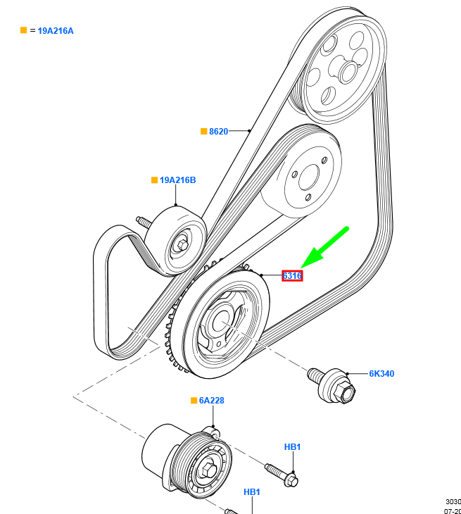 new ford mondeo mk4 crankshaft pulley 5227815 1s7e-6316-da original