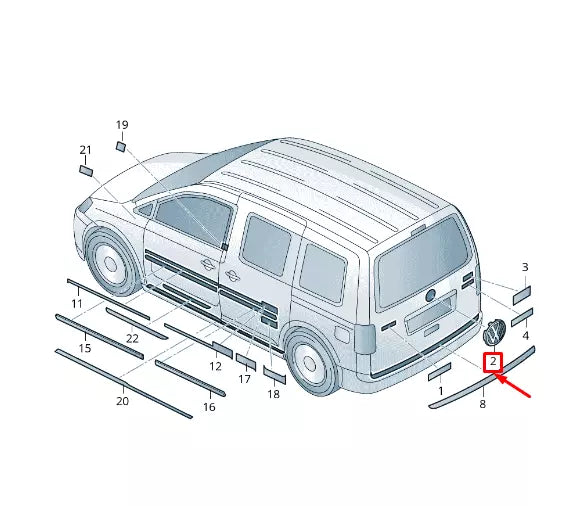 NEW VW CADDY III FURGON 2K MK3 REAR BOOTLID BADGE 2K5853630ULM ORIGINAL