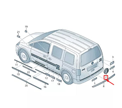 NEW VW CADDY III FURGON 2K MK3 REAR BOOTLID BADGE 2K5853630ULM ORIGINAL