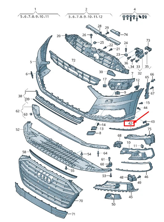 NEW AUDI A8 4N FRONT LEFT BUMPER TRIM 4N0853333A2ZZ