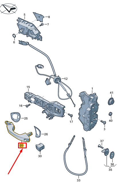 new vw id.3 e11 front right door exterior handle rhd 5h2837206gru original