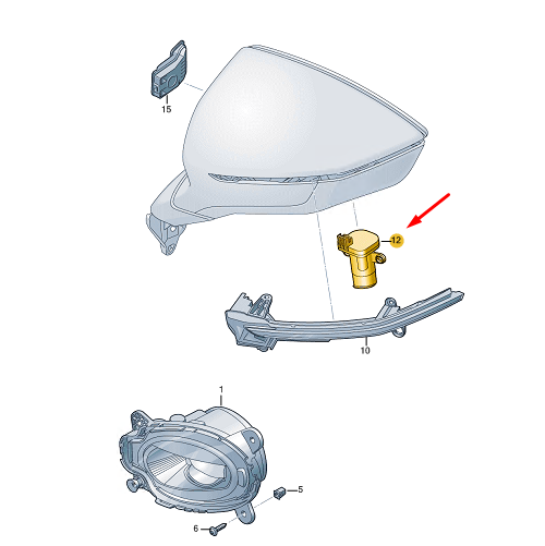 new cupra formentor right mirror peripheral lamp letter. lhd 5fb945292e original