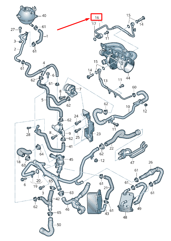 new audi rsq3 8u engine coolant feed pipe 07k121492g original