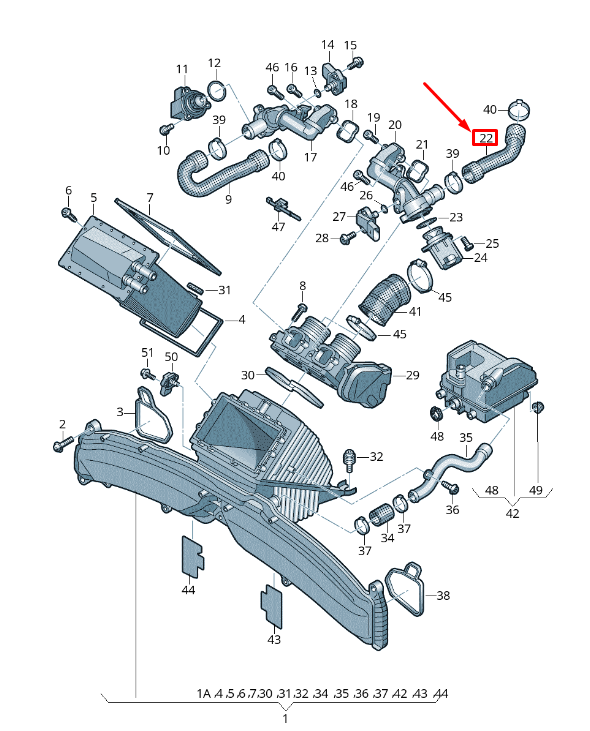 new audi a8 4h left turbocharger air intake hose 079145712b original