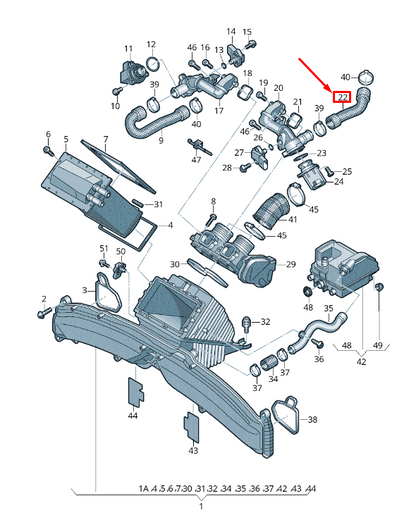 new audi a8 4h left turbocharger air intake hose 079145712b original