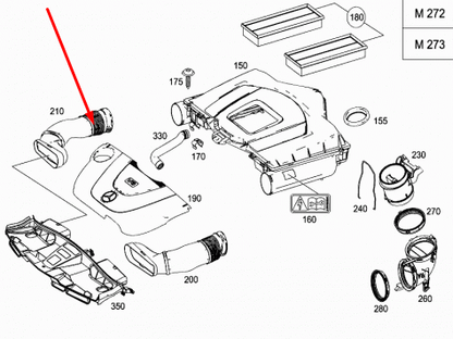 NEW MB E-CLASS W212 RIGHT AIR INTAKE HOSE A2720903682 3.5 PETROL ORIGINAL