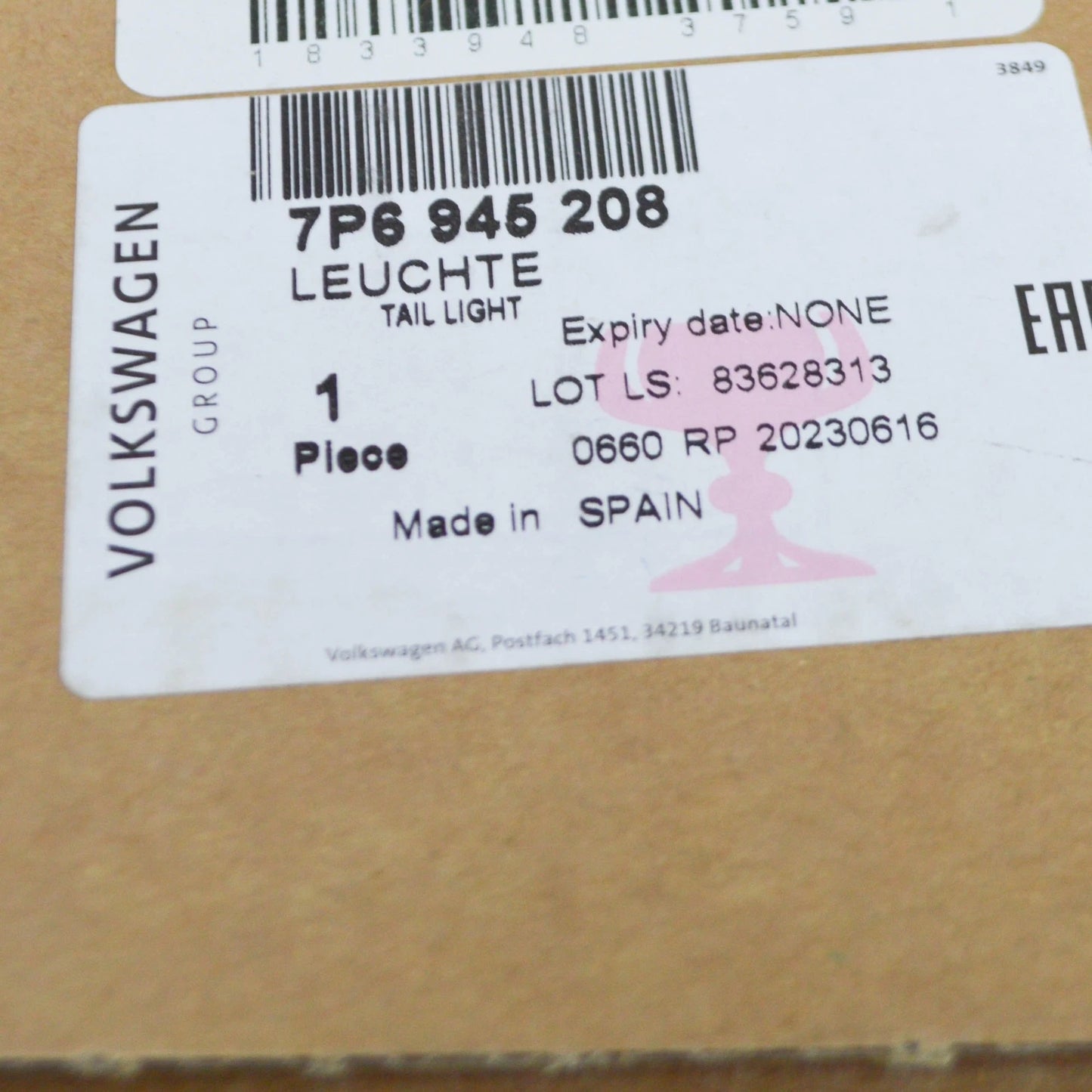 NEW VOLKSWAGEN TOUAREG 7P REAR RIGHT LED OUTER TAIL LIGHT 7P6945208 ORIGINAL