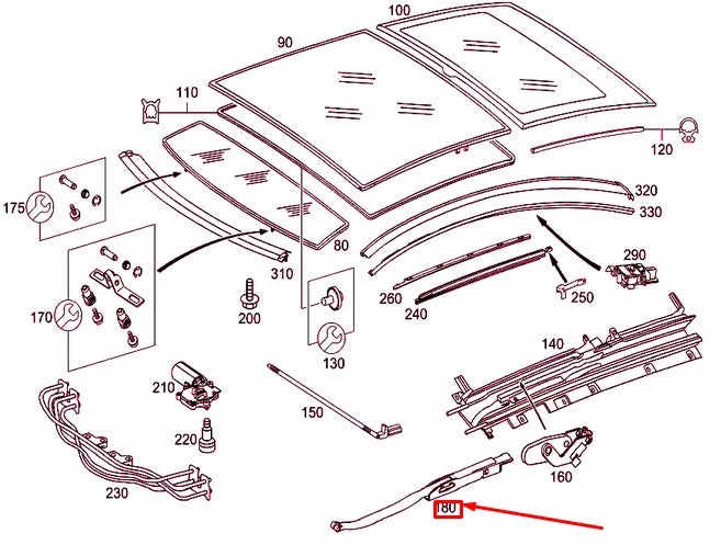 NEW MERCEDES-BENZ C COUPE CL203 PANORAMIC ROOF RIGHT LINKAGE A2037800275